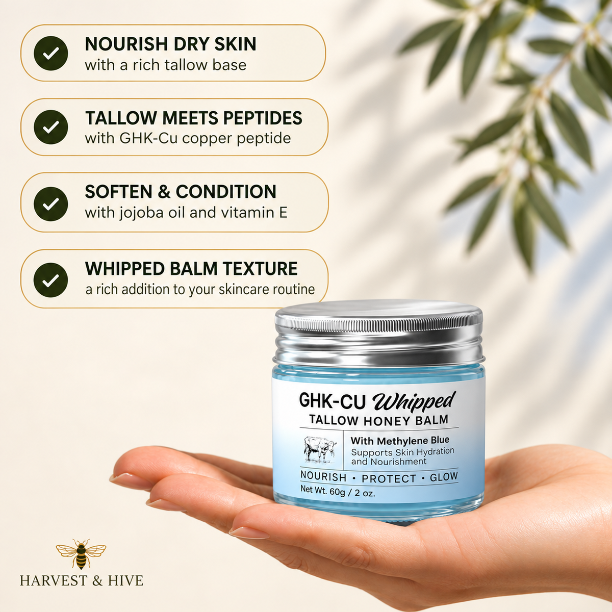 Harvest & Hive™ GHK-Cu Blue Tallow Balm - Made in the UK 🇬🇧