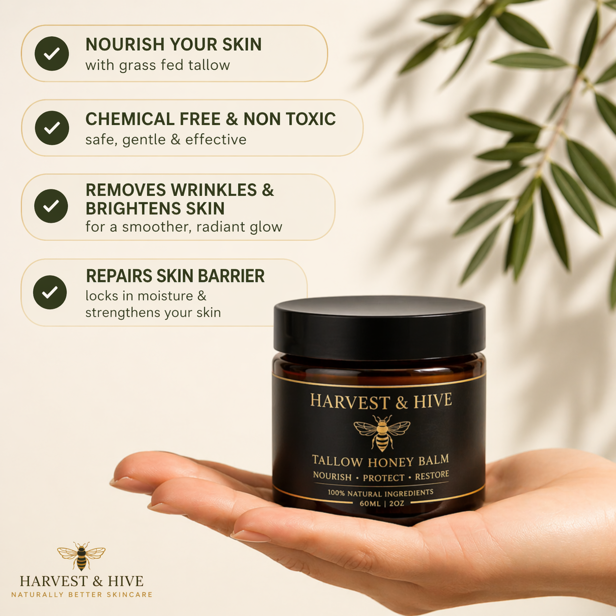 Harvest & Hive™ Organic Tallow Balm - Made in the UK 🇬🇧