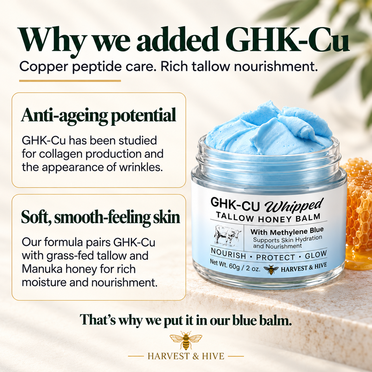 Harvest & Hive™ GHK-Cu Blue Tallow Balm - Made in the UK 🇬🇧