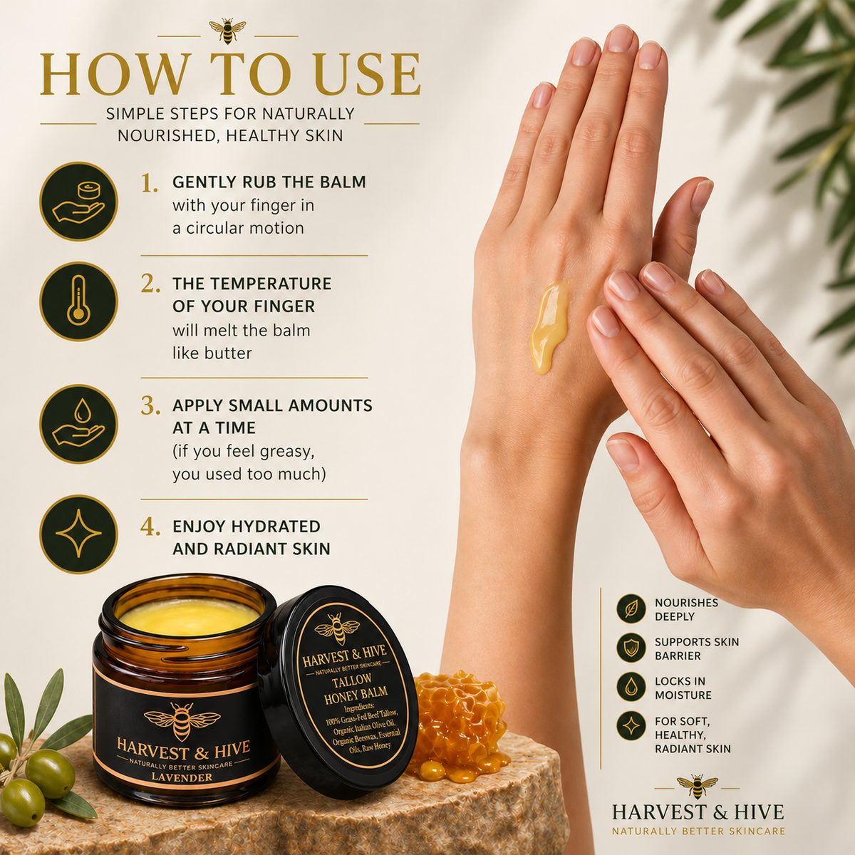 Harvest & Hive™ Organic Tallow Balm - Made in the UK 🇬🇧