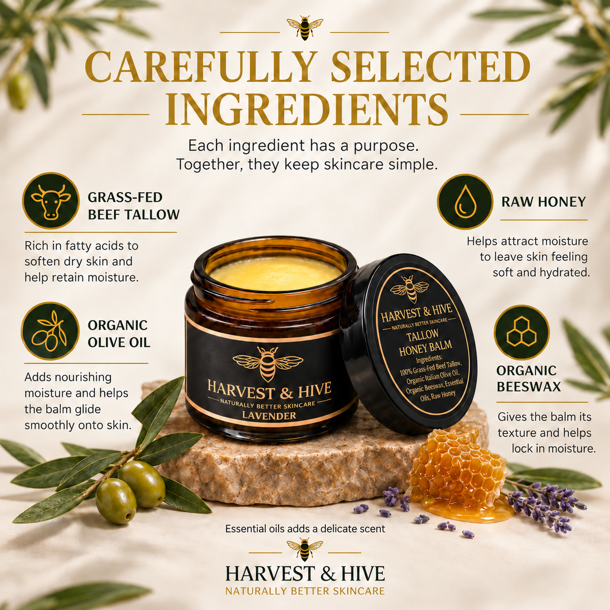 Harvest & Hive™ Organic Tallow Balm - Made in the UK 🇬🇧